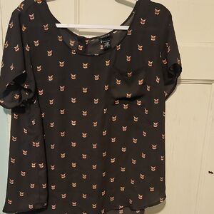 Stylish Black Fox Print Women's Blouse